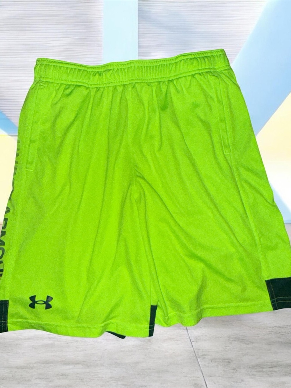 Under Armour boys Bright Lime Green Performance Shorts